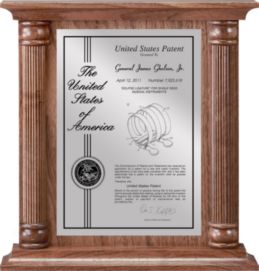 Patent Plaques Custom Wall Hanging Contemporary Column Patent Plaque - 12" x 12.5" Silver and Walnut.