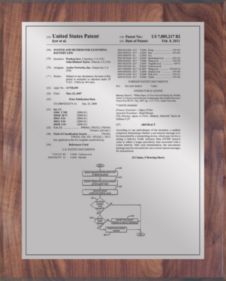 Patent Plaques Custom Wall Hanging Traditional Patent Plaque - 10.5" x 13" Silver and Walnut.