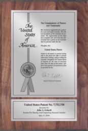 Patent Plaques Custom Wall Hanging Contemporary Patent Plaque - 8" x 12" Silver and Walnut.