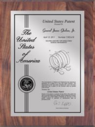 Patent Plaques Custom Wall Hanging Contemporary Patent Plaque - 9" x 12" Silver and Walnut.