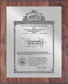 Patent Plaques Custom Wall Hanging Vintage Patent Plaque - 10.5" x 13" Silver and Walnut.