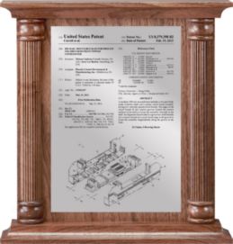 Patent Plaques Custom Wall Hanging Traditional Column Patent Plaque - 12" x 12.5" Silver and Walnut.